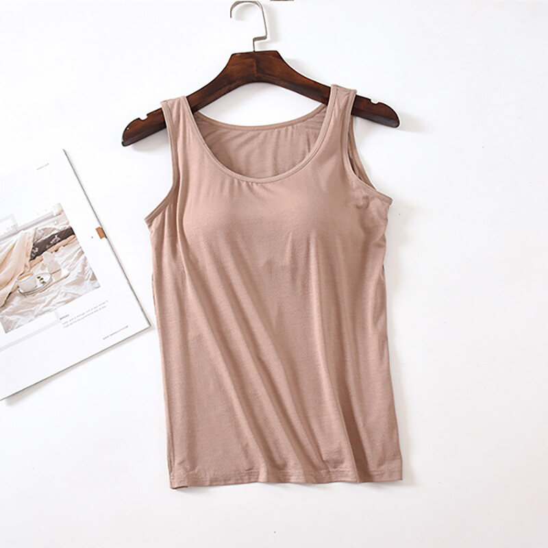 SUPERFLOWER Canotta da Donna Materiale Modale Reggiseno Incorporato Imbottito Elasticizzato Traspirante Canotta Fiess Top Solido Push Up_voghion.com
