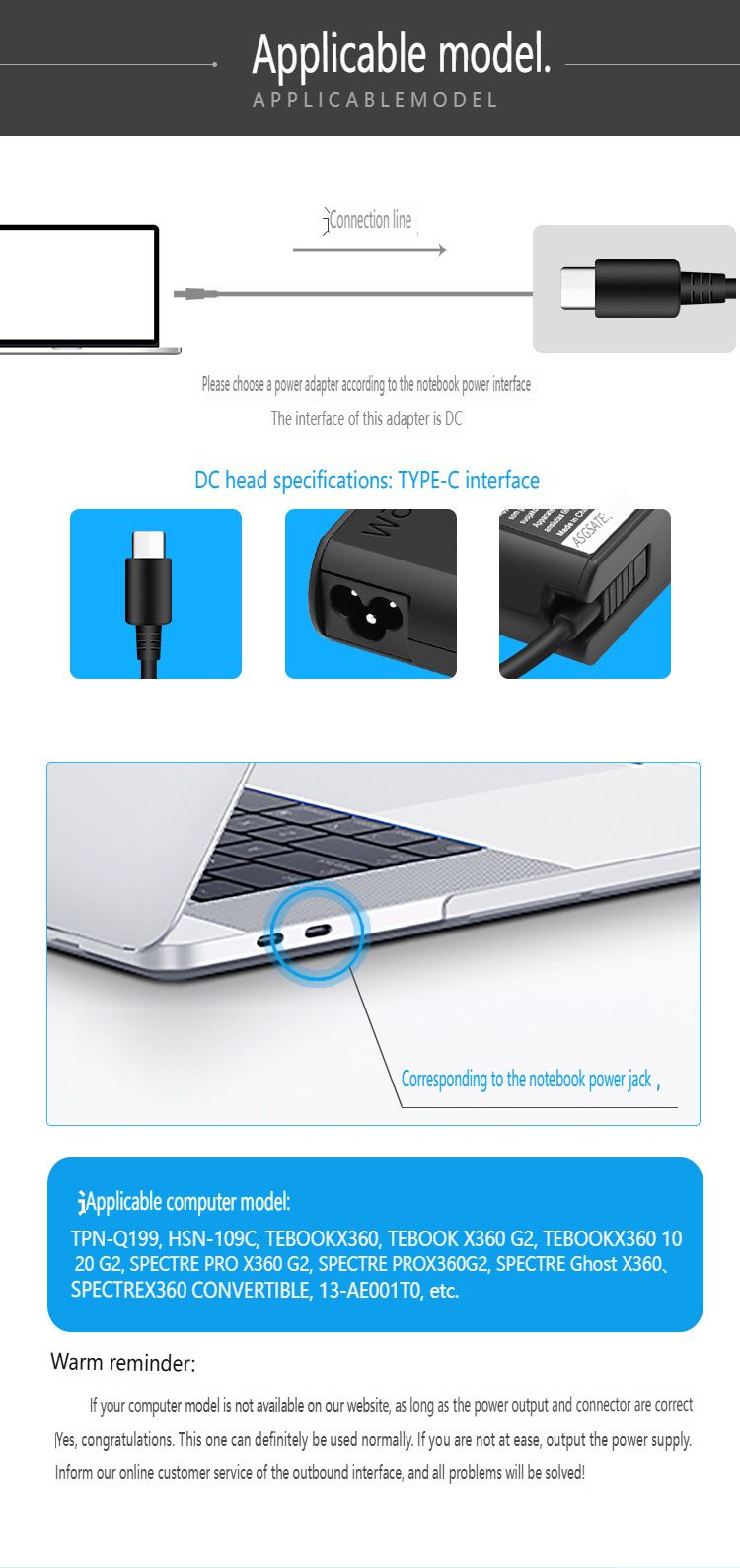 Carregador rápido USB-C PD universal de 95 W para todos os laptops - Adaptador de energia de 20 V e 4,75 A (compatível com ASUS/HP/Dell/Acer/Lenovo)_voghion.com