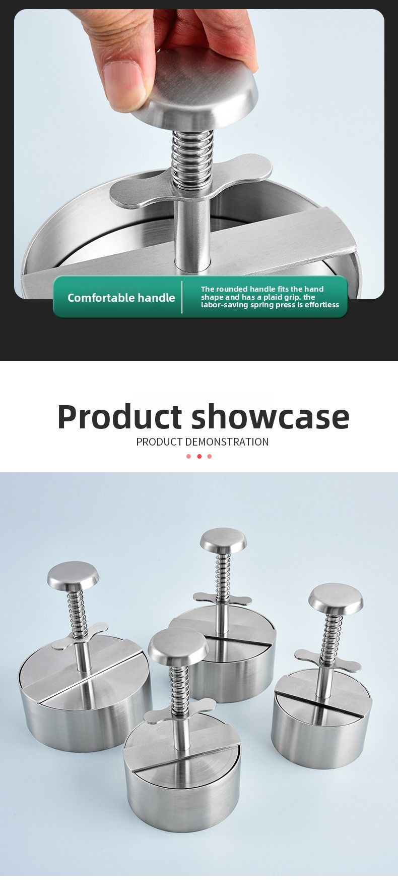 Food Grade 304 Stainless Steel Hamburger Manual Press Household Round Meat Patty Mold Kitchen Tool_voghion.com