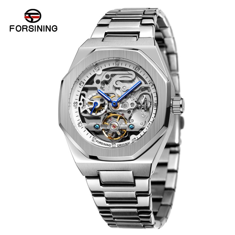 Men's Automatic Mechanical Watch With Luminous Hands, Three Subdials, And Day Display - Stainless Steel Band Six Pin Week Steel Belt Mechanical Watch_voghion.com
