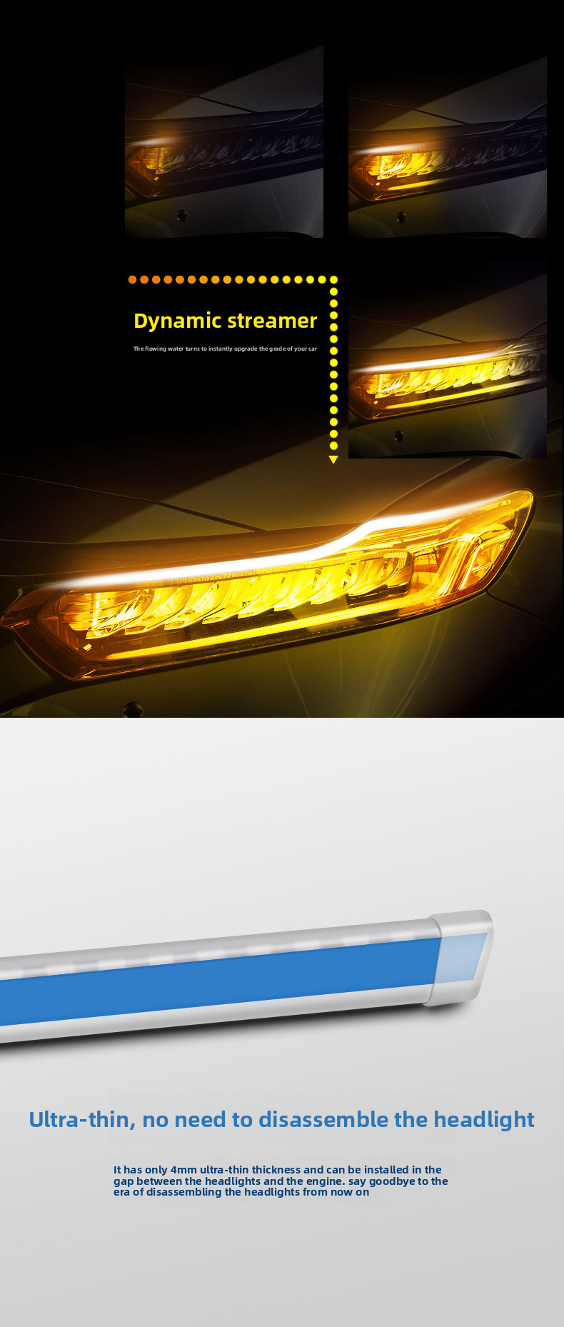 Clignotant de jour multicolore, super brillant, décoratif pour voiture, sourcil modifié, guide de lumière ultra-mince_voghion.com