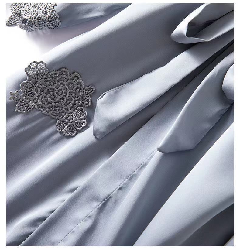 Underwear Pajamas Women Summer Ice Silk Sexy Suspenders Nightdress With Chest Pads Simulation Silk Satin Nightgown Five Piece Suit Home Clothes_voghion.com