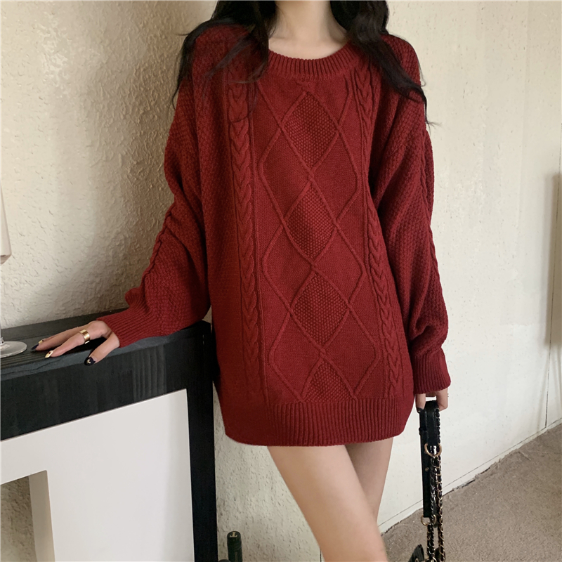 Pull mi-long ample et paresseux pour femme, style automne et hiver, P79_voghion.com