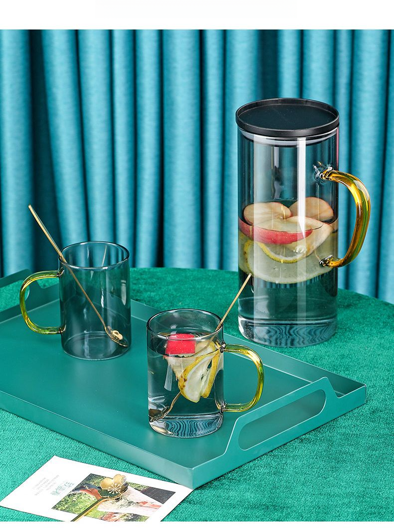 Nordic Style High-Value Heat-Resistant Glass Cold Water Pitcher Set Household Living Room Coffee Table Drinking Cup_voghion.com