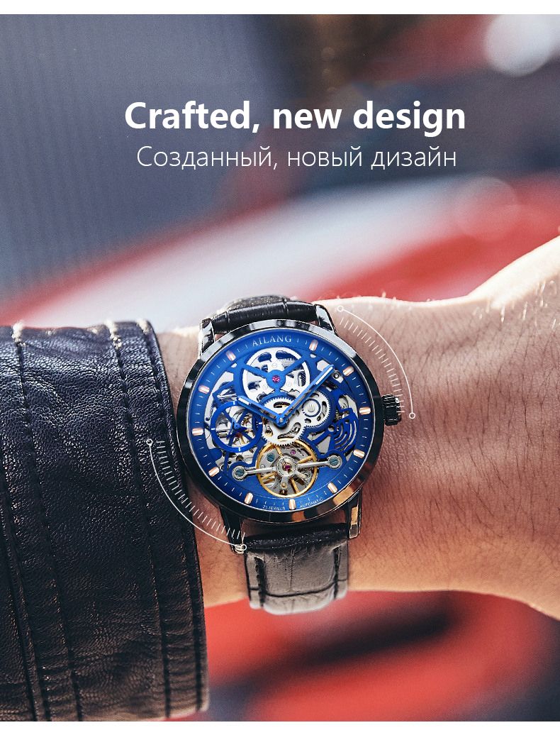 AILANG Brand Classic Mens Retro Watch Automatic Mechanical Watch Tourbillon Clock Stainless Steel Waterproof Military Wristwatch_voghion.com