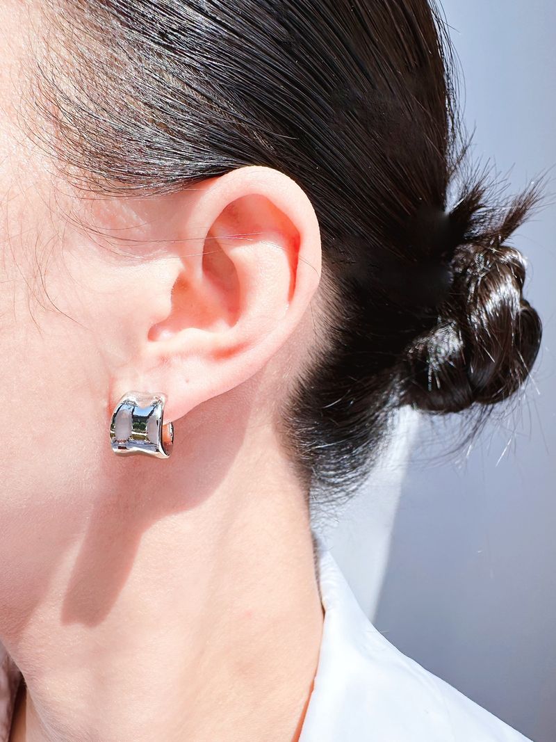 Orecchini a forma di C con specchio alla moda, di nicchia, irregolari, larghi, stile freddo, moda, personalità semplice, versatili_voghion.com