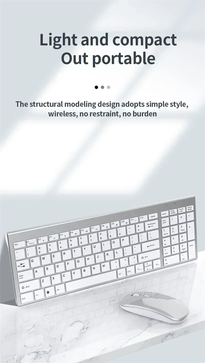 Mouse Bluetooth 5.0 2.4G Combo Tastiera wireless ricaricabile full size per notebook, laptop, tablet, iPad, PC_voghion.com