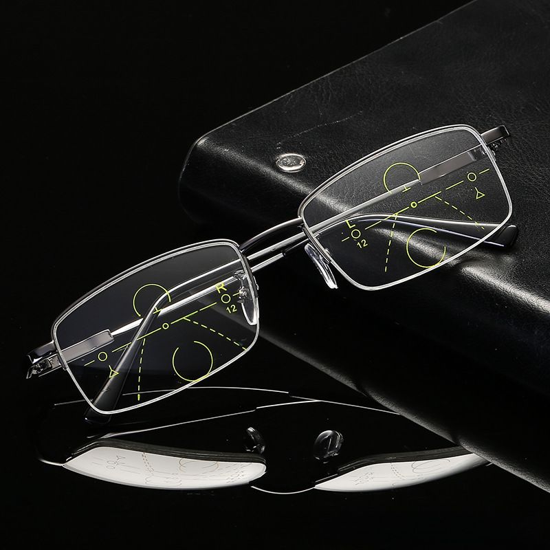 Memory Titanium Anti-Blue Light Presbyopia Glasses Men's Automatic Zoom Progressive Multifocal Far and Near Dual-purpose Presbyopia Glasses_voghion.com