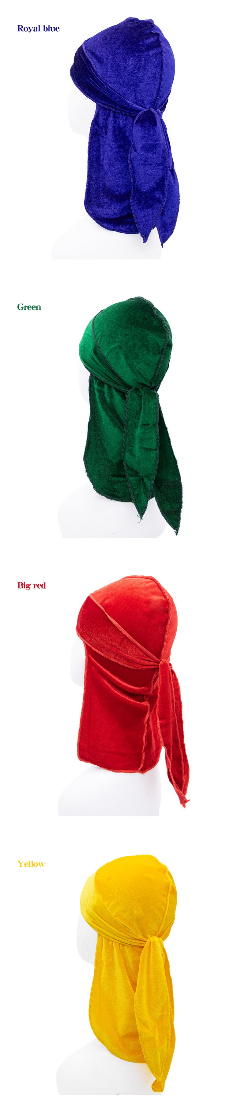 Cappello da pirata a coda lunga in velluto per bambini, di colore superiore, di grandi dimensioni, con turbante, cappello Baotou Durag_voghion.com