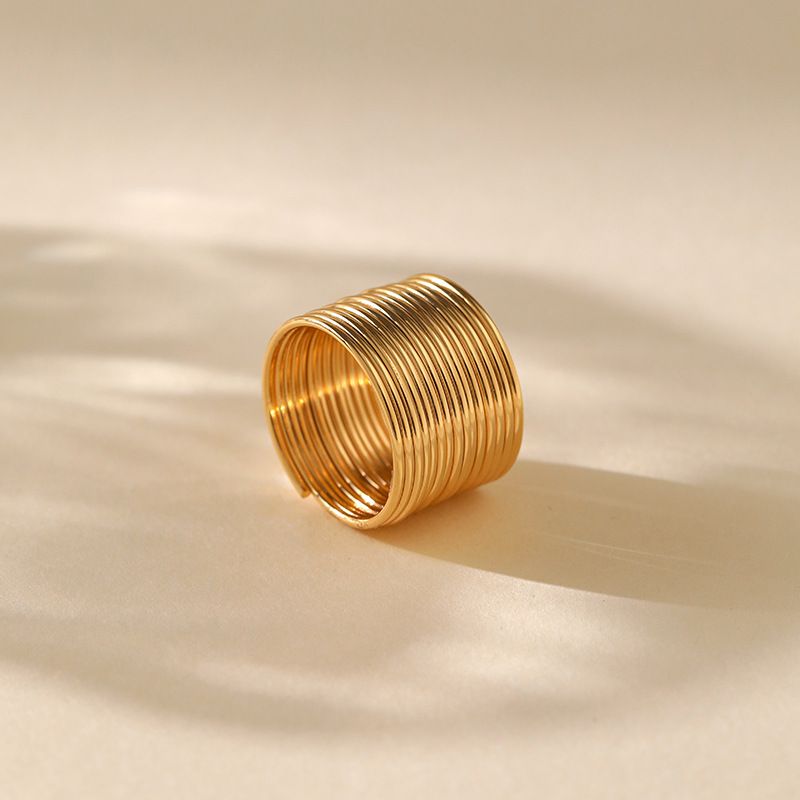 Heavy metal color preserving love ring copper plated with K real gold stacking fashion irregular texture retro ring_voghion.com