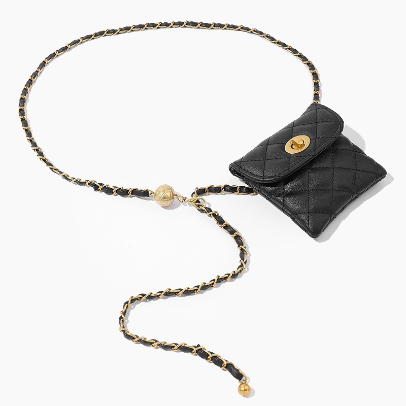 Dames Riemen Gouden Balketting Crossbodytas Heupketting Modieus Schattig Geborduurd Draad Diamant Kindermunt Heuptas Trendy Klein Geur_voghion.com