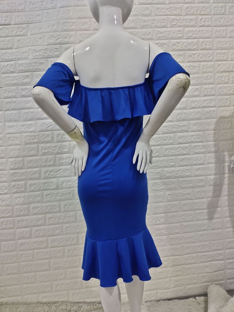 Jupe de maternité extensible pour femmes, avec col à volants et robe de photographie à traîne_voghion.com