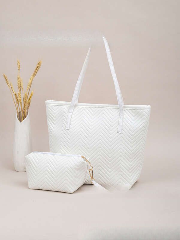 Zweedeeleg Schëllerhandtasche-Set, grouss Kapazitéit Broderiegarn geprägt Akafstasch_voghion.com