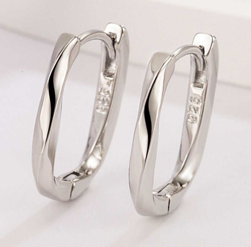 Orecchini a cerchio a U intrecciati in argento sterling 925 placcati oro da donna, 19x15 mm, E9_voghion.com