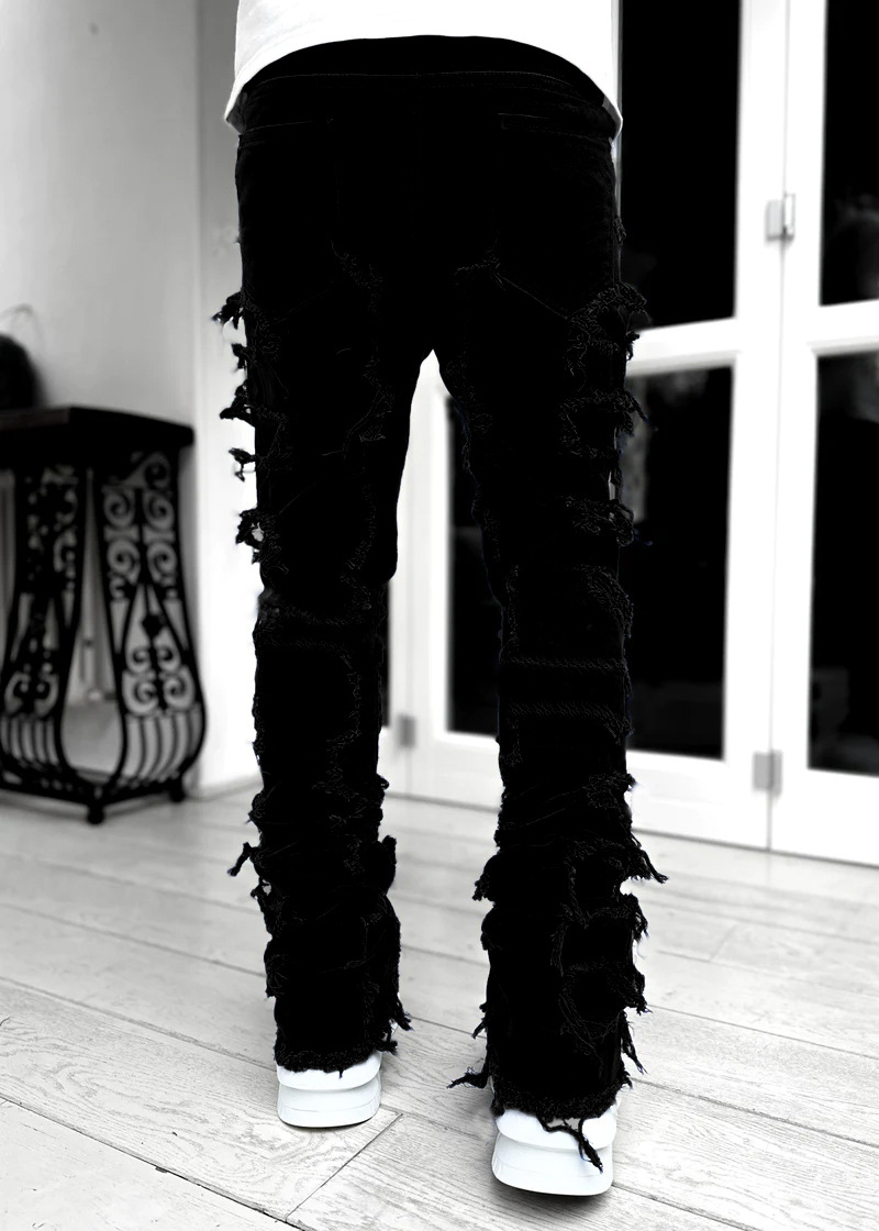 Mode Stretch Patch männer Jeans Y2K Patchwork Kreative Quasten Dekoration Gerade Denim Hosen Für Männer Hip Hop Jean Hosen_voghion.com