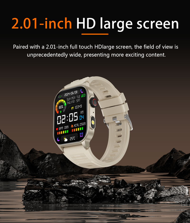 LIGE New Men Smart Watch Flashlight 2.01" HD Large Screen AI Voice Bluetooth Call Sport Watches Health Monitor Smartwatch Women_voghion.com