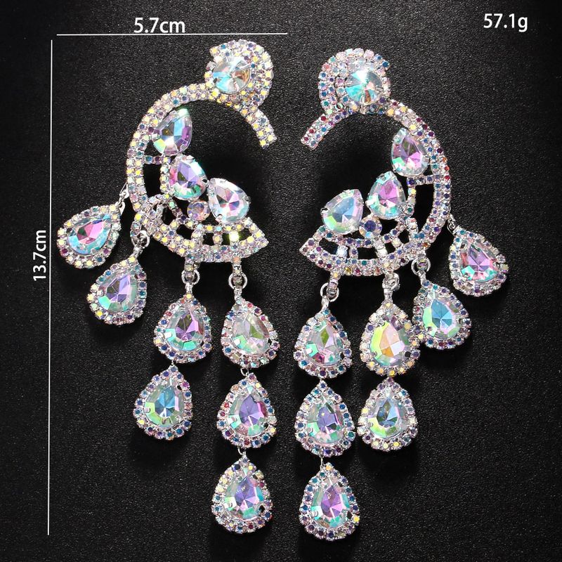 Unique Water Drop Tassel Earrings Exaggerated Rhinestone Ear Pendants Masquerade Accessories Women_voghion.com