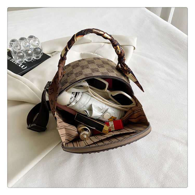 Borsa per torta rotonda retrò da donna con texture Borsa a tracolla con texture versatile per la nuova moda estiva 2023_voghion.com