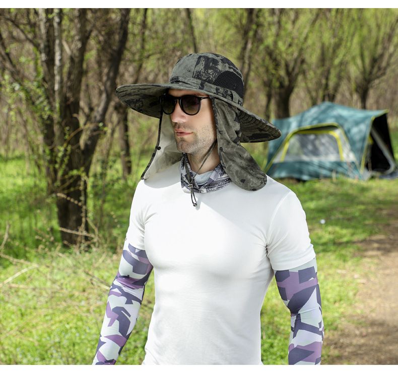 Men's Camo Sun Hat With Face Mask & Neck Cover - UPF 50+ UV Protection For Hiking & Fishing (Summer Outdoor Essential)_voghion.com