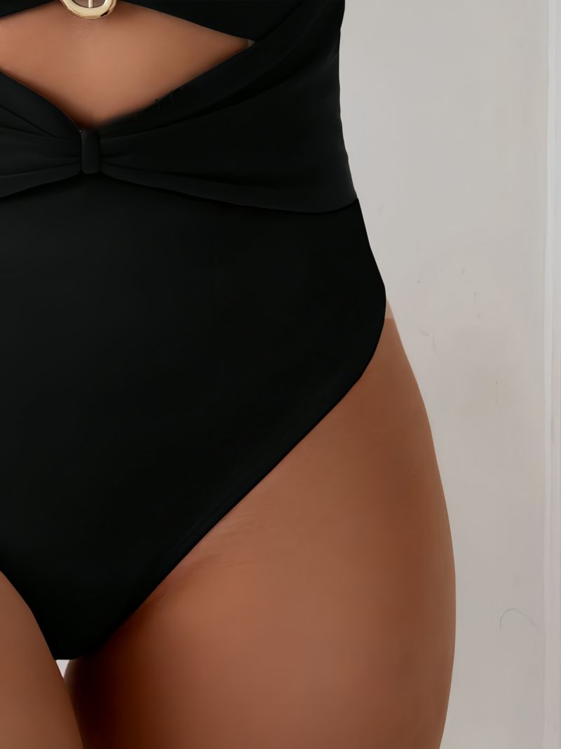 Maillot de bain une pièce uni pour femme, sexy, dos nu, taille haute_voghion.com