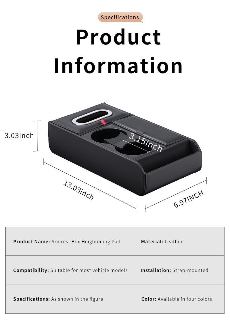 Reposabrazos integrado con almohadilla multifunción 4 en 1, compartimento central para guardar papeles y portavasos para coche._voghion.com