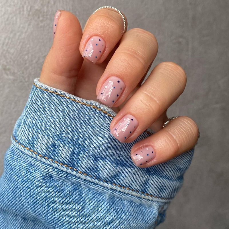24 Stück künstliche einfache Nägel mit Kleber, mittellang, quadratisch, künstliche Nägel, glitzernde Pailletten, zum Aufdrücken auf die Nägel, Maniküre, Gelb_voghion.com