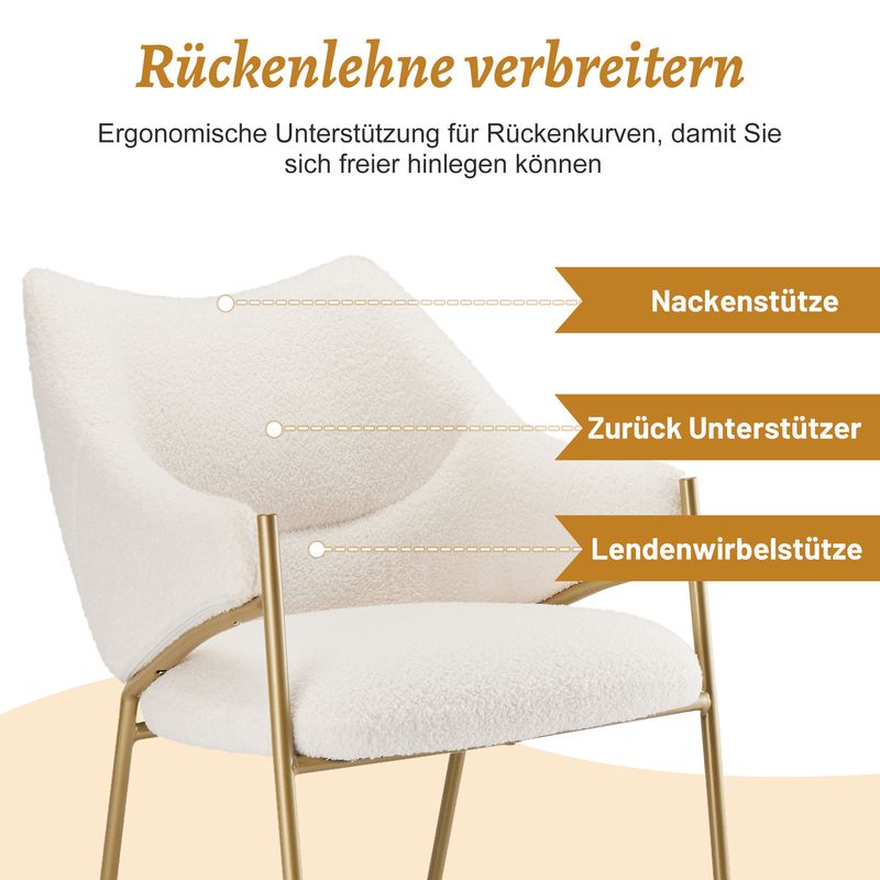 6er Set Loungesessel Aus Lamm Plüsch Stoff, Beige_voghion.com