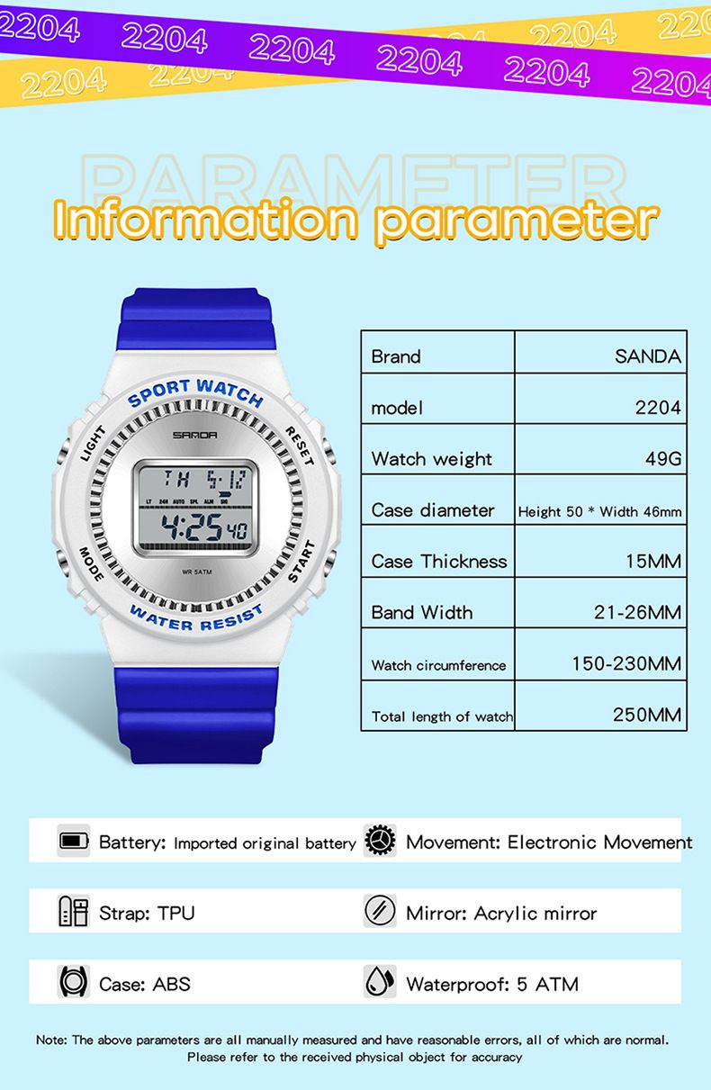 Kids' Creative DIY Digital Watch With Countdown Timer, Stopwatch, Alarm, Night Light & Waterproof Design - Includes 2 Straps & Gift Box Student Watch_voghion.com