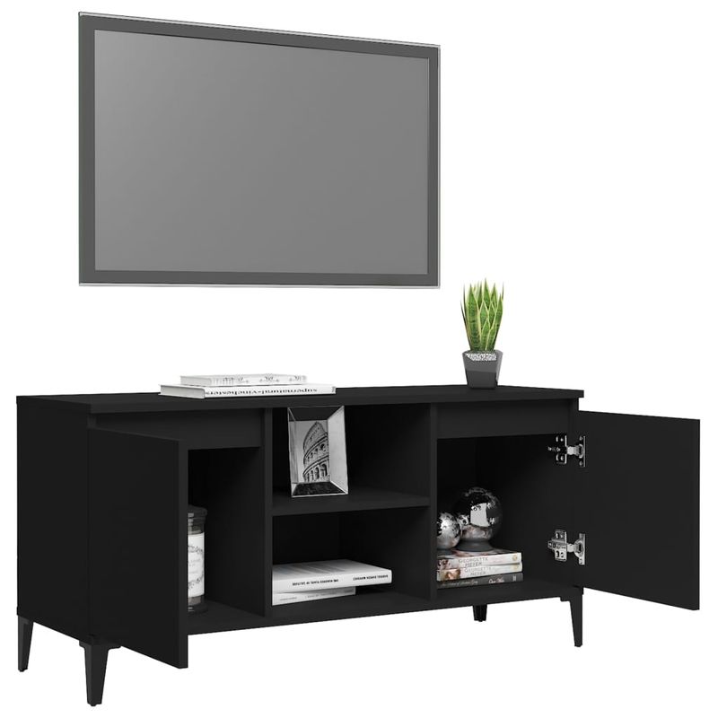 TV-Schrank Mit Metallbeinen Schwarz 103,5x35x50 Cm_voghion.com