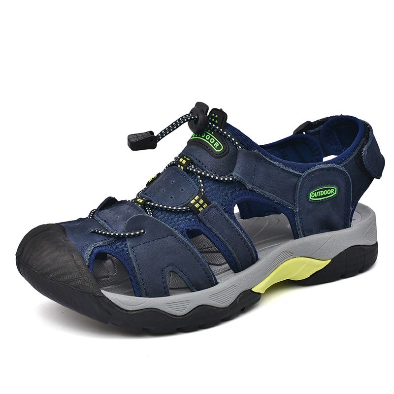Große Sommersandalen, Outdoor-Wanderschuhe aus Rindsleder mit oberer Schicht, lässige Strandschuhe für Herren_voghion.com