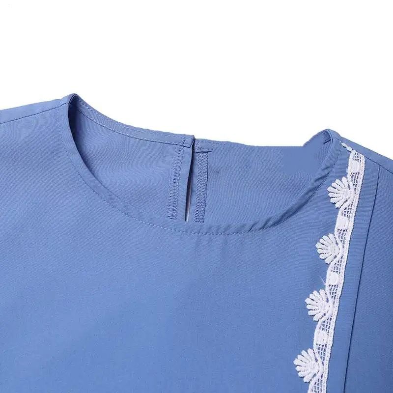 Damenkleidung Muslimisches Gewandkleid Mode Langarm Spitze Häkelweste Damen Frühling Casual Fake Zweiteiliges Kleid_voghion.com