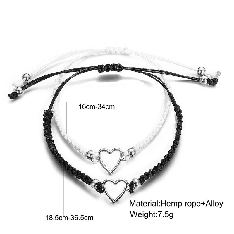 simple fashion friendship bracelet hand woven cross bracelet black and white set couple bracelet 2 piece set_voghion.com