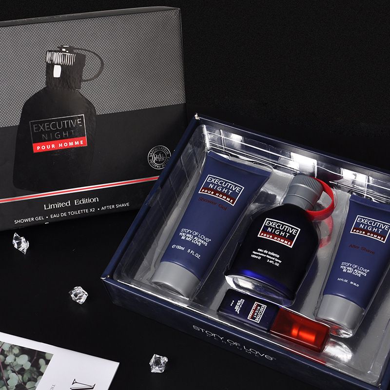 Herrenparfüm, Duschgel, Hauttoner, Aftershave, dreiteiliger Anzug für Herren, erfrischend, feuchtigkeitsspendend, frisch und duftend_voghion.com