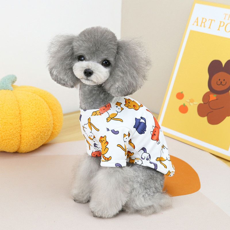 Spring And Summer New Kitten T-shirt Animal Print Card Love Dog Clothes Casual Pet Puppy Apparel_voghion.com