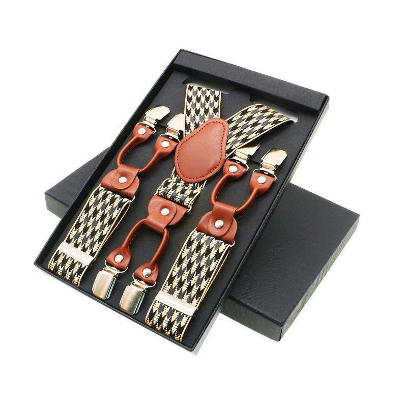 Hosenträger für Herren mit 6 Clips, lässige Mode, Unisex-Hosenträger, elegante braune Hemdhosenträger aus Leder, verstellbarer Gürtelgurt, Geschenk für Papa_voghion.com