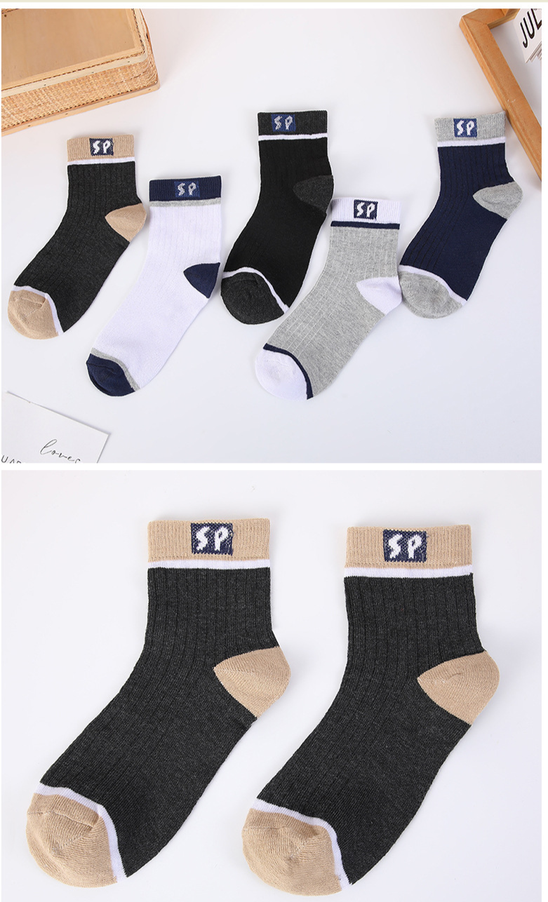 Autumn Winter Mid-Calf Versatile Breathable Sports Casual SP Letter Cotton Business Simple Men's Socks_voghion.com