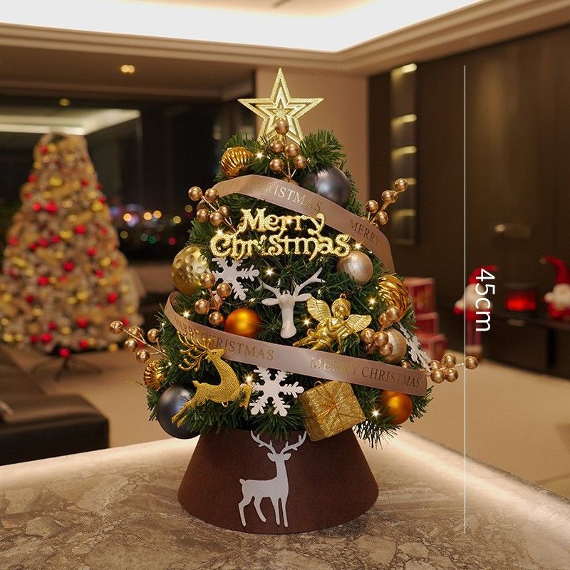 Christmas Mini Tree Set Decoration DIY Desktop Home Gold Coffee Tree Decoration Small Ornaments_voghion.com