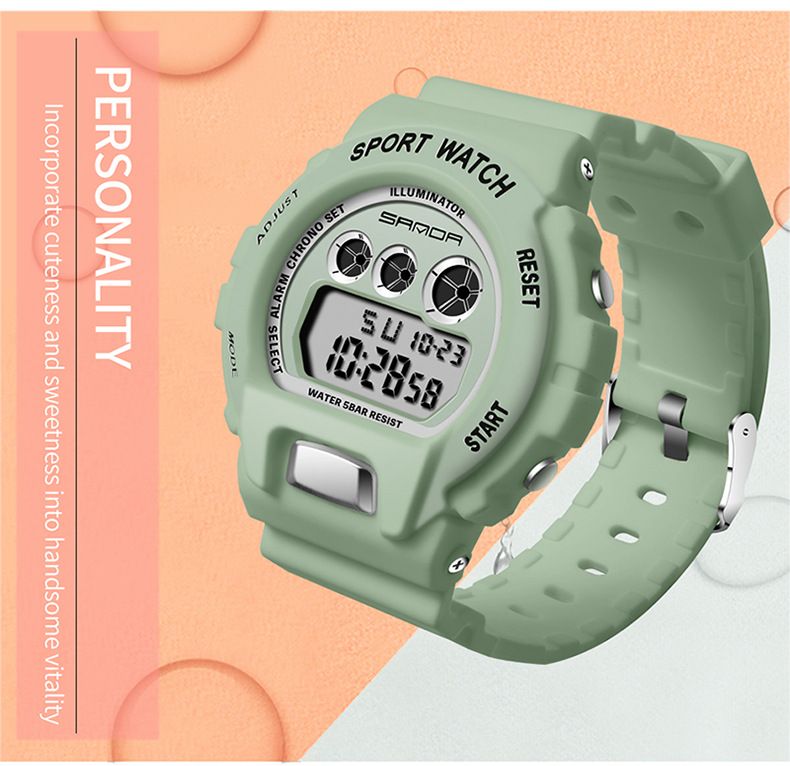 Unisex Digital Watch With LED Backlight, Waterproof & Lightweight Resin Strap For Students & Teens Fashion Trend Electronic Watch Student_voghion.com