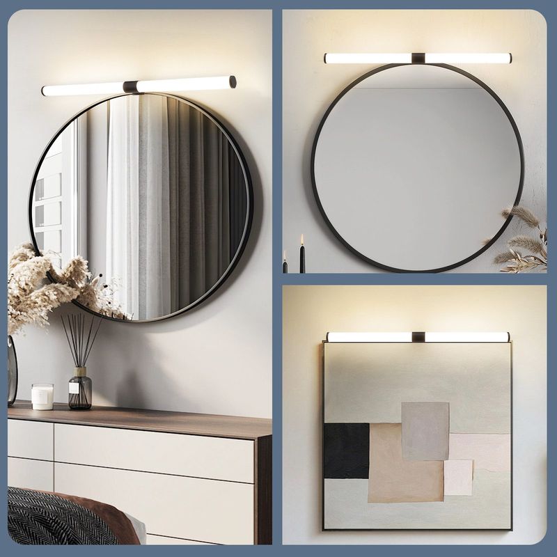 Glitzerlife Spiegelleuchte Weiß LED Spiegelleuchte - 8W 60CM Badlampe Wand Klemmbar IP44 Wasserdicht 4000K Neutralweiß Modern Badlampe Für Badschrank Keller Küche_voghion.com