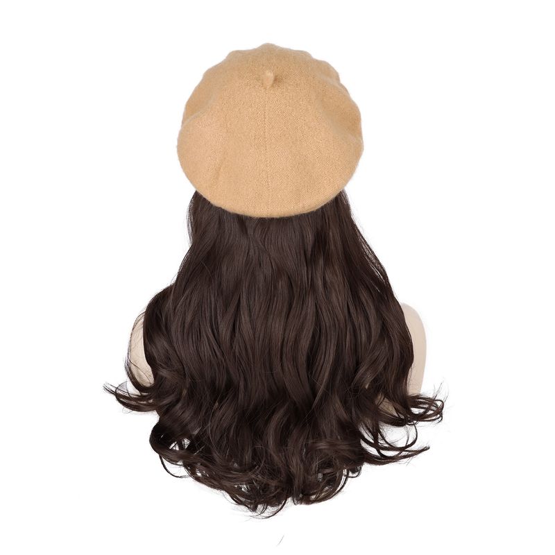 Parrucca da donna con cappello e capelli lunghi e ondulati - Parrucca sintetica invernale in stile berretto con copertura completa della testa per uno stile senza sforzo_voghion.com
