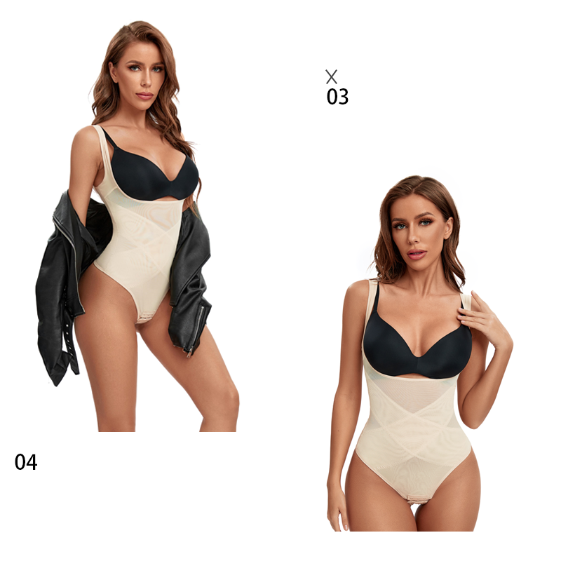 Mesh Cross Sexy Patchwork Thong Shaper For Women COMFREE Tummy Reducer Waist Slimmer Lingeries Bodyshaper Hip_voghion.com