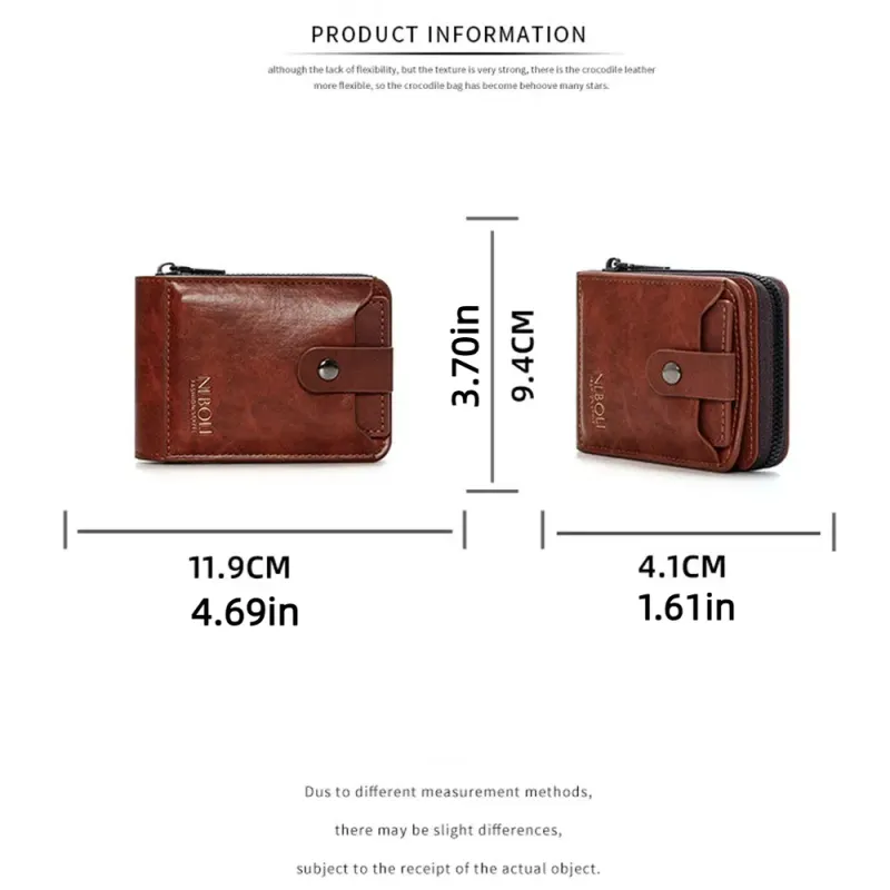 Kartenetui, große Kapazität, einfarbige Tasche mit Reißverschluss, mehrere Kartenfächer, Business-Clutch im koreanischen Stil, PU-Leder, Herren_voghion.com