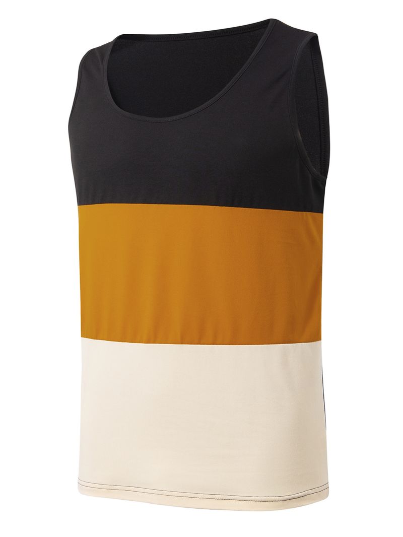 Chaleco deportivo holgado para hombre con costuras en contraste de colores para correr_voghion.com