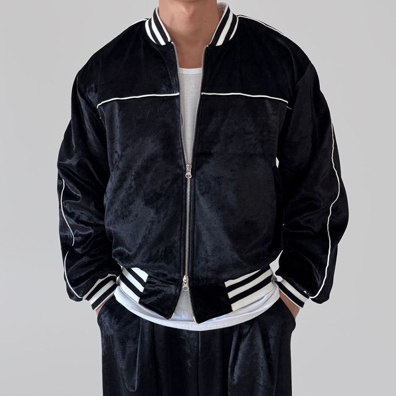 Men’s Two-Zip Track Jacket & Jogger Pants Set – Breathable Poly-Cotton Blend Activewear For Gym & Street Style (S-XXXL, Black/Dark Brown)_voghion.com