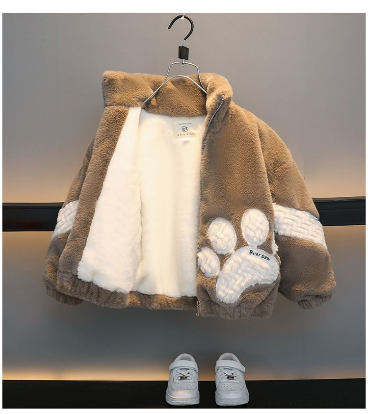 Kid's Clothing Boys' Autumn And Winter Mink Fleece Jacket Children's Plush And Thickened Baby Fur Cotton Coat Mid Length_voghion.com