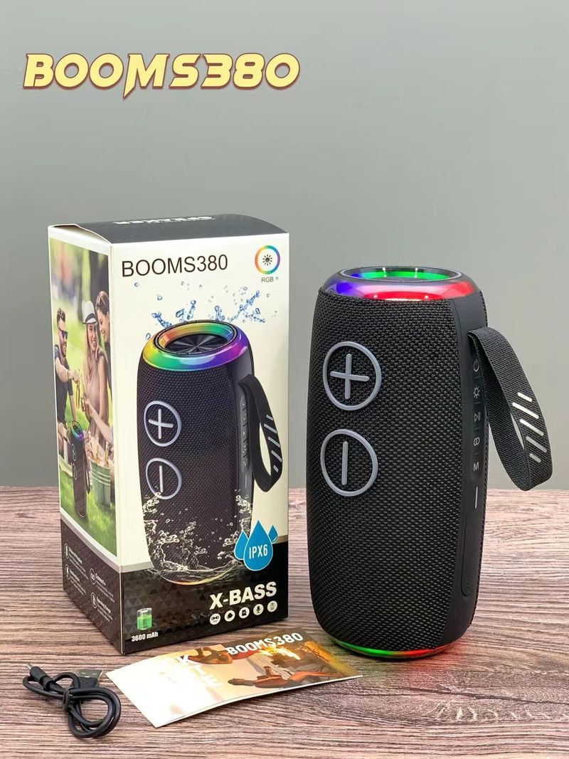 BOOMS380 wireless Bluetooth RGB portable handheld subwoofer waterproof speaker with high power 30W_voghion.com