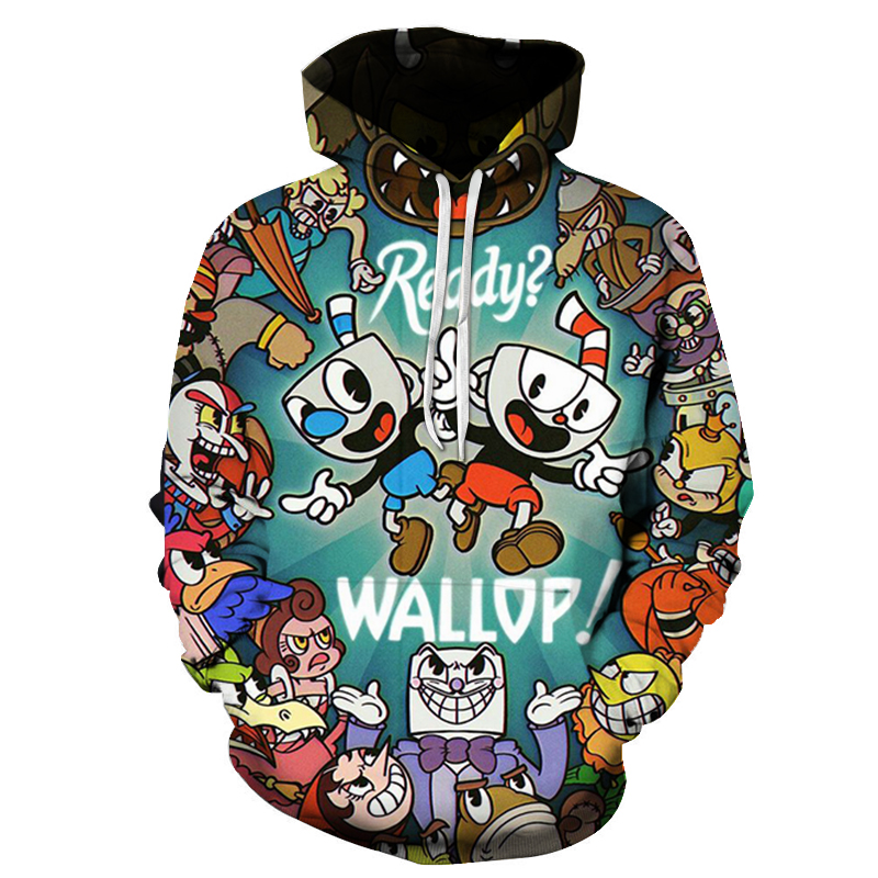 Bambini Cuphead Mugman Uomo Donna Felpe con cappuccio Casual Hip Hop Streetwear Felpe a maniche lunghe Ragazzi Ragazze AutunnoTop Cappotti_voghion.com