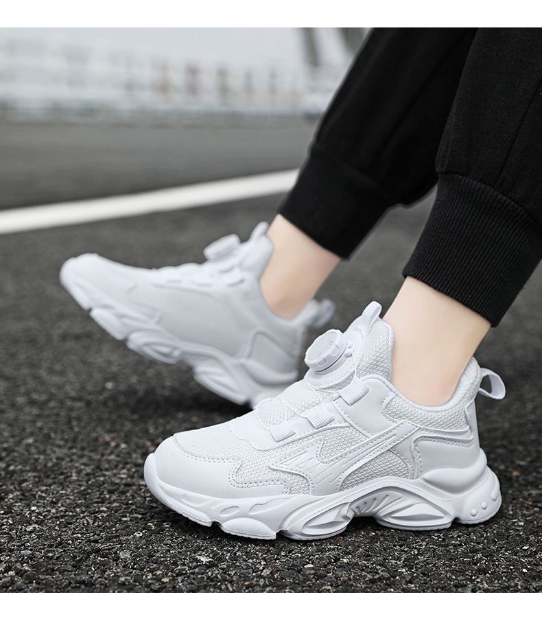 Scarpe sportive per bambini CUHK Scarpe da corsa casual di grandi dimensioni in pelle di colore bianco piccole per ragazzi e ragazze in pelle da campus per bambini_voghion.com