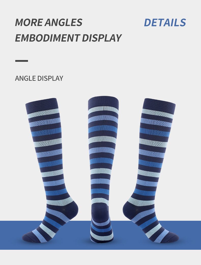 Socks new breathable compression socks, sports and leisure pressure calf socks, color-blocked striped leg socks, factory direct sales_voghion.com