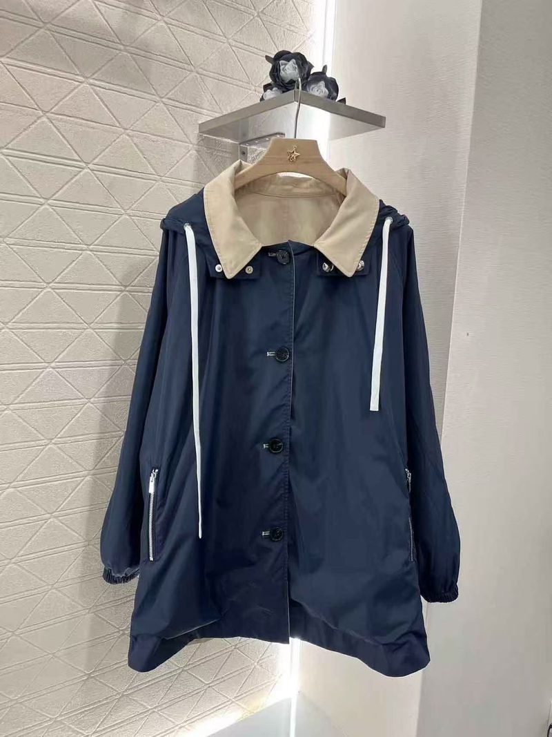 Women's Clothing Nanyou Women's Clothing M Brand 25 Spring Color Block Reversible Hooded Trench Coat Loose Casual Versatile Fashion_voghion.com
